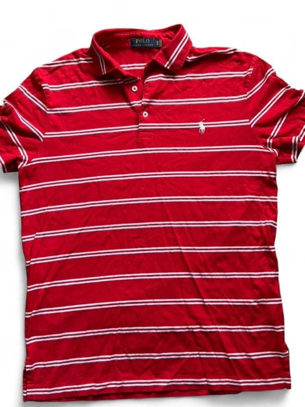 Polo Ralph Lauren Men’s Custom Slim Fit Striped Polo Shirt - Red/White - Size M